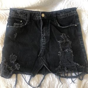 Black denim skirt